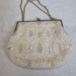 Vintage Magid Chic Beaded Clutch with Pastel Accents